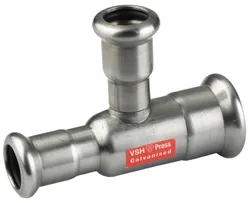Té réduit à sertir, acier, 22x15x15mm FFF, chauffage, VSH XPress Staalverzinkt C1416